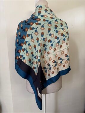 Christian Dior vintage silk scarf blue cream black